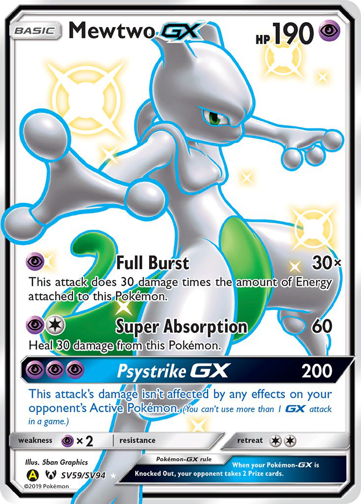 pokemon hidden fates shiny cards Mewtwo GX (SV59/SV94) [Sun & Moon: Hidden Fates