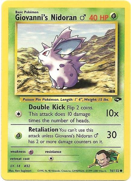 pokemon nidoran card Giovanni's Nidoran (76/132) (Male) [Gym Challenge Unlimited]