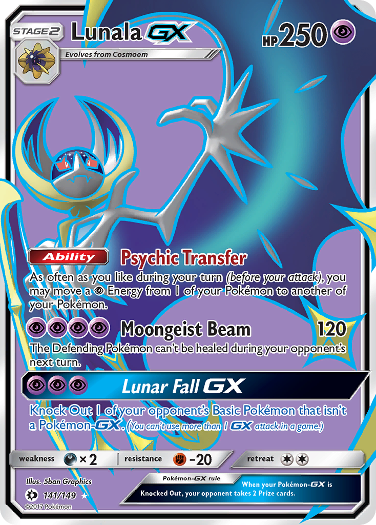 what pokemon set has 149 cards Lunala GX (141/149) [Sun & Moon: Base Set]